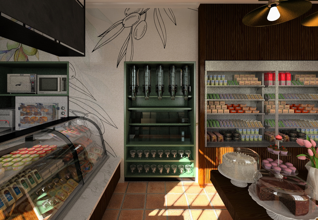 Mosé Interior Spaces • delicatessen concept in Newlands, Cape Town • self-service nuts and dried fruit decanters, refrigerators and daily cold meats stocks