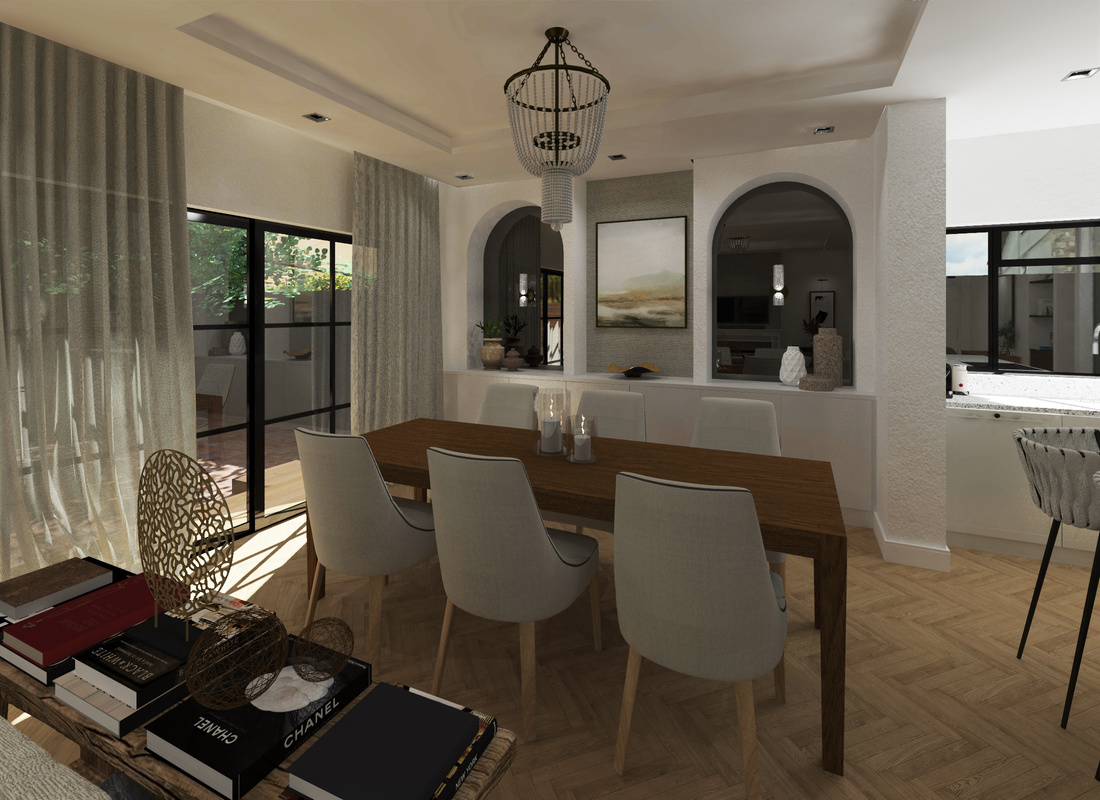 Mosé Interior Spaces • residential home renovation concept • contemporary Mediterranean styled dining room inspired by the families travels abroad